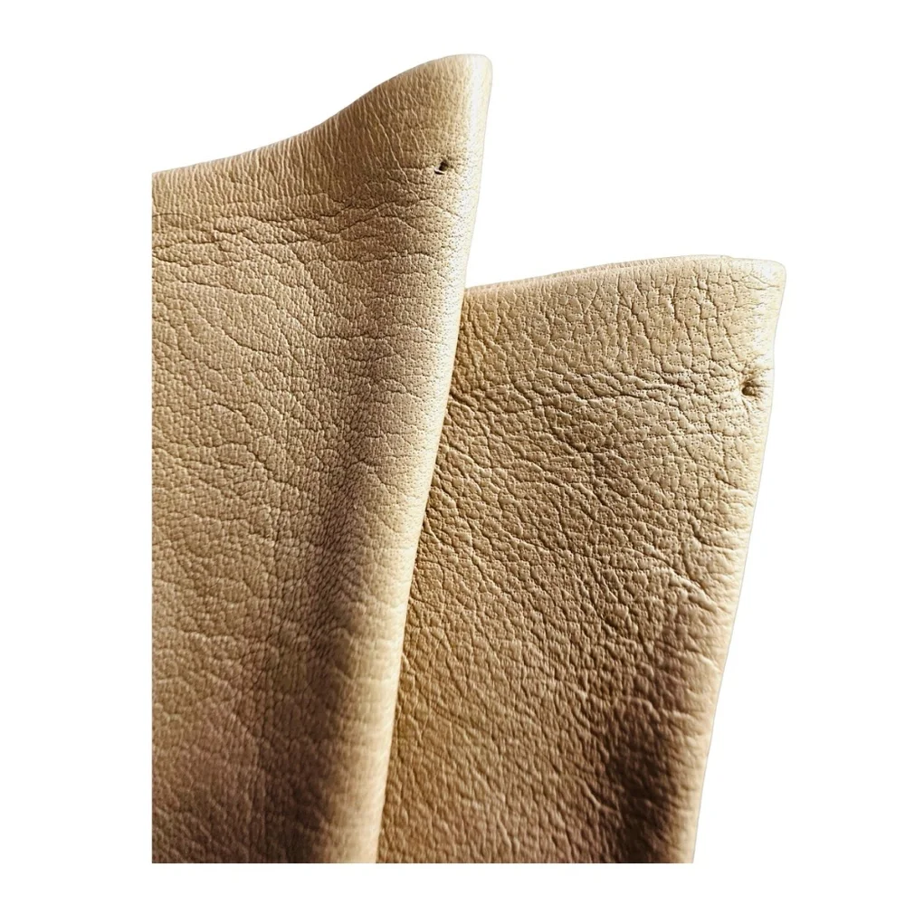 Women’s Beige Leather Gloves Size 7 1/2 Unlined - Picture 3 of 4